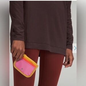 •LULULEMON• True Identity Card Case Wallet Pink Blossom/Warm Coral/Parachute